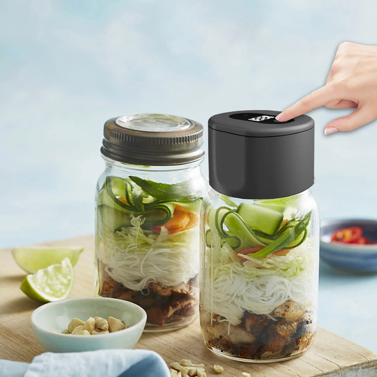 Now + Free gift: 5 Large Lids &amp; 5 Small Lids| Easy, compact and Hassle-free Jar Sealer | Works with All normal lids - WOWGOOD