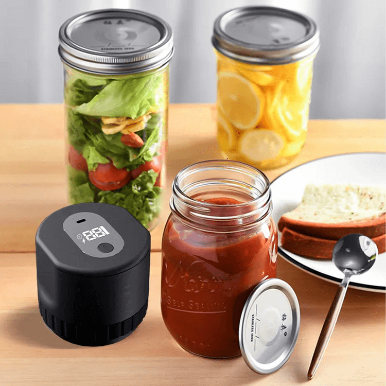 Now + Free gift: 5 Large Lids &amp; 5 Small Lids| Easy, compact and Hassle-free Jar Sealer | Works with All normal lids - WOWGOOD